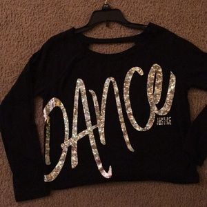 Justice open back dance shirt